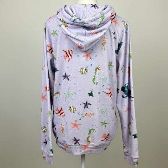 Hill House Allie Zip Up Hoodie Sweatshirt Sea Creatures Terry Purple Small NWT - Picture 5 of 10